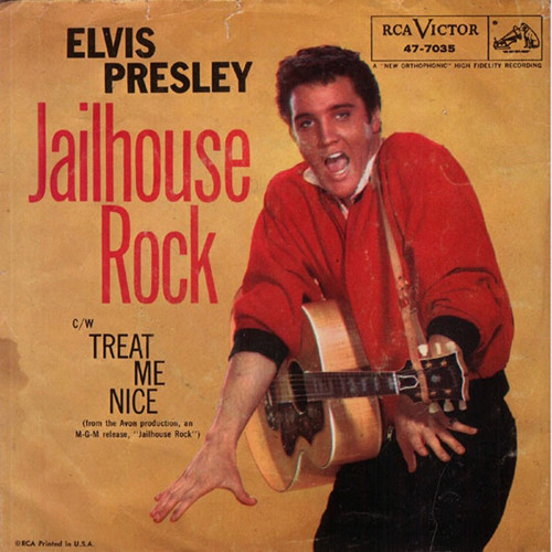 Elvis single 1957 jailhouse rock treat me nice